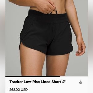 LIKE NEW Lululemon Black 4“ High Rise Tracker Shorts in size 6
